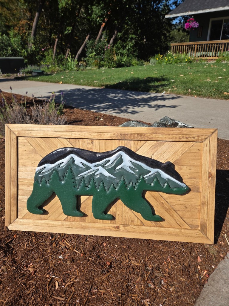 Mountain Bear Wood Sign