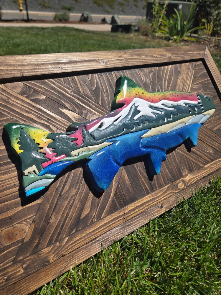 River Mountain Trout Wood Sign